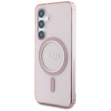 GUESS case for SAMSUNG S25 GUHMS25SHFGEREP (Magnetic IML Glitter Circle) pink