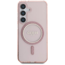 GUESS case for SAMSUNG S25 GUHMS25SHFGEREP (Magnetic IML Glitter Circle) pink