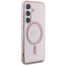 GUESS dėklas SAMSUNG S25 GUHMS25SHFGEREP (magnetinis IML blizgučių apskritimas) rožinis