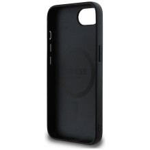 GUESS dėklas, skirtas IPHONE 16e (SE 4 2025), suderinamas su MagSafe GUHMPSE4P4SM4MK (PU 4G Small 4G ir Classic), juodas