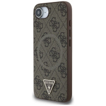 GUESS dėklas, skirtas IPHONE 16e (SE 4 2025), suderinamas su MagSafe GUHMPSE4P4TDPW (PU 4G RingTriangle Logo), rudas