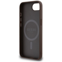 GUESS dėklas, skirtas IPHONE 16e (SE 4 2025), suderinamas su MagSafe GUHMPSE4P4TDPW (PU 4G RingTriangle Logo), rudas