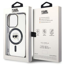 KARL LAGERFELD case for IPHONE 15 Pro KLHMP15LHKHNOTK (Karl Head + MAG) transaprent