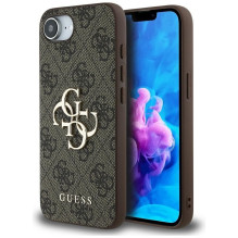 GUESS dėklas, skirtas IPHONE 16e (SE 4 2025) GUHCPSE44GMGBR (4G PU didelis logotipas), rudas