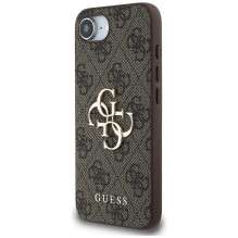 GUESS dėklas, skirtas IPHONE 16e (SE 4 2025) GUHCPSE44GMGBR (4G PU didelis logotipas), rudas