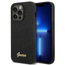 GUESS dėklas, skirtas IPHONE 14 Pro GUHCP14LHGGSHK (blizgantys dribsnių rašto metalinis logotipas), juodas GUESS dėklas, skirtas IPHONE 14 Pro GUHCP14LHGGSHK (blizgantys dribsnių rašto metalinis logotipas), juodas
