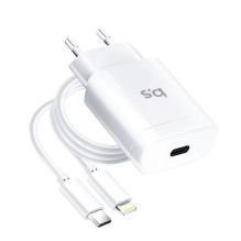Telefono įkroviklis Blue Star USB C QC4.0 PD 3A 18W + laidas USB C - Lightning TFK-TC-1099C baltas Telefono įkroviklis Blue Star USB C QC4.0 PD 3A 18W + laidas USB C - Lightning TFK-TC-1099C baltas