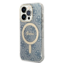 GUESS set for IPHONE 14 Pro compatible with MagSafe GUBPP14LH4EACSB (Bundle Pack / Case + Charger / 4G) gold blue
