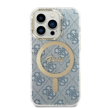 GUESS set for IPHONE 14 Pro compatible with MagSafe GUBPP14LH4EACSB (Bundle Pack / Case + Charger / 4G) gold blue