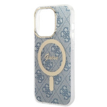 GUESS set for IPHONE 14 Pro compatible with MagSafe GUBPP14LH4EACSB (Bundle Pack / Case + Charger / 4G) gold blue