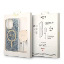 GUESS set for IPHONE 14 Pro compatible with MagSafe GUBPP14LH4EACSB (Bundle Pack / Case + Charger / 4G) gold blue