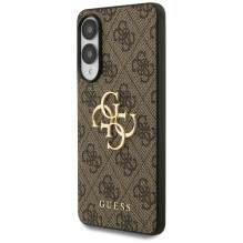GUESS dėklas, skirtas SAMSUNG S25 Edge GUHCS25E4GMGBR (4G PU didelis logotipas), rudas