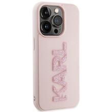 KARL LAGERFELD case for IPHONE 15 Pro KLHCP15L3DMBKCP (3D Logo Glitter) pink