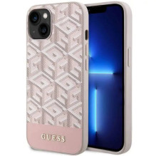 GUESS dėklas, skirtas IPHONE 14, suderinamas su MagSafe GUHMP14SHGCFSEP (GCUBE Stripes), rožinis