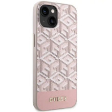 GUESS dėklas, skirtas IPHONE 14, suderinamas su MagSafe GUHMP14SHGCFSEP (GCUBE Stripes), rožinis