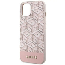 GUESS dėklas, skirtas IPHONE 14, suderinamas su MagSafe GUHMP14SHGCFSEP (GCUBE Stripes), rožinis