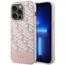 GUESS dėklas, skirtas IPHONE 14 Pro, suderinamas su MagSafe GUHMP14LHGCFSEP (GCUBE Stripes), rožinis