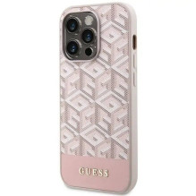 GUESS dėklas, skirtas IPHONE 14 Pro, suderinamas su MagSafe GUHMP14LHGCFSEP (GCUBE Stripes), rožinis