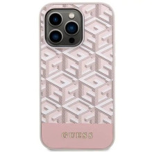 GUESS dėklas, skirtas IPHONE 14 Pro, suderinamas su MagSafe GUHMP14LHGCFSEP (GCUBE Stripes), rožinis