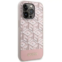 GUESS dėklas, skirtas IPHONE 14 Pro, suderinamas su MagSafe GUHMP14LHGCFSEP (GCUBE Stripes), rožinis