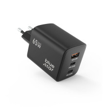 Phone charger Blue Star GaN 2 x USB C + USB A QC4.0 PD 4A 65W VT-43 black Phone charger Blue Star GaN 2 x USB C + USB A QC4.0 PD 4A 65W VT-43 black