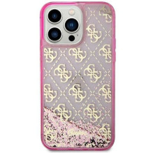 GUESS dėklas, skirtas IPHONE 14 Pro GUHCP14LLC4PSGP (skystų blizgučių 4G permatomas), rožinis