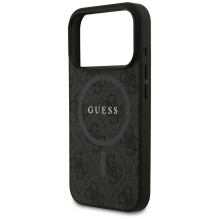 GUESS dėklas, skirtas IPHONE 17 Pro, suderinamas su MagSafe GUHMP17LG4GFRK (PU 4G Ring Classic Logo), juodas GUESS dėklas, skirtas IPHONE 17 Pro, suderinamas su MagSafe GUHMP17LG4GFRK (PU 4G Ring Classic Logo), juodas