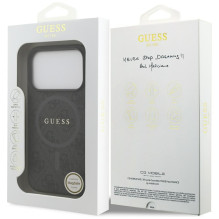 GUESS dėklas, skirtas IPHONE 17 Pro, suderinamas su MagSafe GUHMP17LG4GFRK (PU 4G Ring Classic Logo), juodas GUESS dėklas, skirtas IPHONE 17 Pro, suderinamas su MagSafe GUHMP17LG4GFRK (PU 4G Ring Classic Logo), juodas