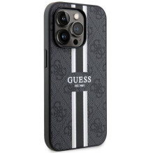 GUESS dėklas, skirtas IPHONE 14 Pro Max, suderinamas su MagSafe GUHMP14XP4RPSK (4G spausdintomis juostelėmis), juodas