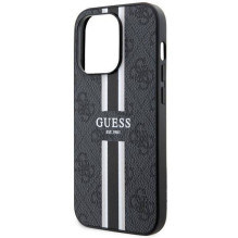GUESS dėklas, skirtas IPHONE 14 Pro Max, suderinamas su MagSafe GUHMP14XP4RPSK (4G spausdintomis juostelėmis), juodas