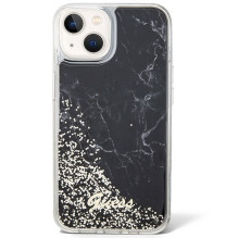 GUESS dėklas IPHONE 13 / 14 / 15 GUHCP14SLCSGSGK (skysto blizgučio marmuro spalvos) juodas