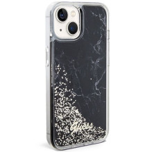GUESS dėklas IPHONE 13 / 14 / 15 GUHCP14SLCSGSGK (skysto blizgučio marmuro spalvos) juodas