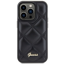 GUESS dėklas, skirtas IPHONE 15 Pro Max GUHCP15XPSQSQSK (dygsniuotas metalinis logotipas), juodas GUESS dėklas, skirtas IPHONE 15 Pro Max GUHCP15XPSQSQSK (dygsniuotas metalinis logotipas), juodas