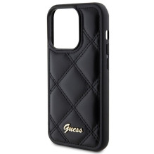 GUESS dėklas, skirtas IPHONE 15 Pro Max GUHCP15XPSQSQSK (dygsniuotas metalinis logotipas), juodas GUESS dėklas, skirtas IPHONE 15 Pro Max GUHCP15XPSQSQSK (dygsniuotas metalinis logotipas), juodas