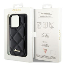 GUESS dėklas, skirtas IPHONE 15 Pro Max GUHCP15XPSQSQSK (dygsniuotas metalinis logotipas), juodas GUESS dėklas, skirtas IPHONE 15 Pro Max GUHCP15XPSQSQSK (dygsniuotas metalinis logotipas), juodas