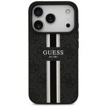 GUESS dėklas, skirtas IPHONE 17 Pro, suderinamas su MagSafe GUHMP17LP4RPSK (4G spausdintos juostelės), juodas