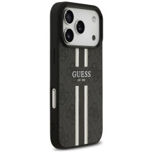GUESS dėklas, skirtas IPHONE 17 Pro, suderinamas su MagSafe GUHMP17LP4RPSK (4G spausdintos juostelės), juodas