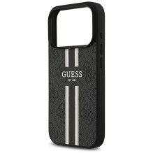 GUESS dėklas, skirtas IPHONE 17 Pro, suderinamas su MagSafe GUHMP17LP4RPSK (4G spausdintos juostelės), juodas