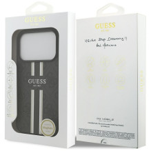 GUESS dėklas, skirtas IPHONE 17 Pro, suderinamas su MagSafe GUHMP17LP4RPSK (4G spausdintos juostelės), juodas
