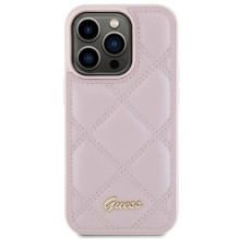 GUESS dėklas, skirtas IPHONE 15 Pro GUHCP15LPSQSQSP (dygsniuotas metalinis logotipas), rožinis GUESS dėklas, skirtas IPHONE 15 Pro GUHCP15LPSQSQSP (dygsniuotas metalinis logotipas), rožinis