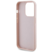 GUESS dėklas, skirtas IPHONE 15 Pro GUHCP15LPSQSQSP (dygsniuotas metalinis logotipas), rožinis GUESS dėklas, skirtas IPHONE 15 Pro GUHCP15LPSQSQSP (dygsniuotas metalinis logotipas), rožinis