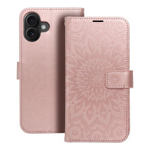 MEZZO knygų dėklas, skirtas IPHONE 16 Plus, mandala, rožinis auksas MEZZO knygų dėklas, skirtas IPHONE 16 Plus, mandala, rožinis auksas