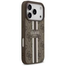 GUESS dėklas, skirtas IPHONE 17 Pro, suderinamas su MagSafe GUHMP17LP4RPSW (4G spausdintos juostelės), rudas