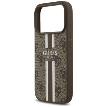 GUESS dėklas, skirtas IPHONE 17 Pro, suderinamas su MagSafe GUHMP17LP4RPSW (4G spausdintos juostelės), rudas