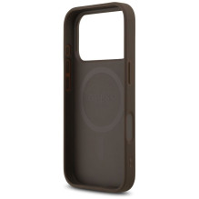GUESS dėklas, skirtas IPHONE 17 Pro, suderinamas su MagSafe GUHMP17LP4RPSW (4G spausdintos juostelės), rudas