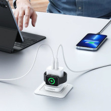 Phone charger VEGER USB A + Typ C + wireless charger compatible with Apple Watch PD QC3.0 3A 25W W002E white Phone charger VEGER USB A + Typ C + wireless charger compatible with Apple Watch PD QC3.0 3A 25W W002E white