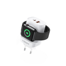 Phone charger VEGER USB A + Typ C + wireless charger compatible with Apple Watch PD QC3.0 3A 25W W002E white Phone charger VEGER USB A + Typ C + wireless charger compatible with Apple Watch PD QC3.0 3A 25W W002E white