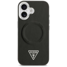 GUESS dėklas, skirtas IPHONE 17, suderinamas su „MagSafe GUHMP17SPSDTSCMK“ (PU su trikampio logotipu), juodas
