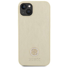 GUESS dėklas IPHONE 13 / 14 / 15 GUHCP15SPS4DGPD (odinis 4G metalinis logotipas, juodas) auksinis GUESS dėklas IPHONE 13 / 14 / 15 GUHCP15SPS4DGPD (odinis 4G metalinis logotipas, juodas) auksinis