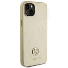 GUESS dėklas IPHONE 13 / 14 / 15 GUHCP15SPS4DGPD (odinis 4G metalinis logotipas, juodas) auksinis GUESS dėklas IPHONE 13 / 14 / 15 GUHCP15SPS4DGPD (odinis 4G metalinis logotipas, juodas) auksinis